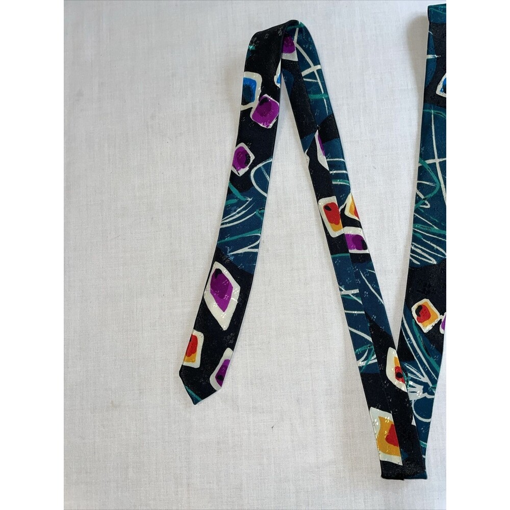 Gianno Dress Tie Mens Size 55" Black Geometric 100% Polyester Designer - Picture 11 of 12